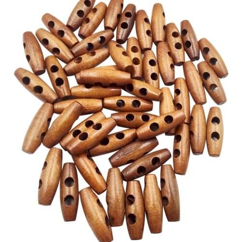 50Pcs Wood Toggle Buttons, Sewing Knitting and Crochet Perfect for Outwear Coats Knitwear, 30mm Length