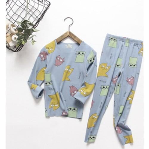 Childrens Pajamas Baby Clothing Set Thermal Underwear Sleepwear Autumn Spring Boys Girls Cartoon Pyjamas Kids Pijamas 4 6 8 10Y