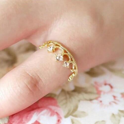 New Fashion Hot Crown Ring Jewelry Sparkling Elegant Choke Mouth Small Pepper With The Section Of Small Lori Flash Crystal Ring