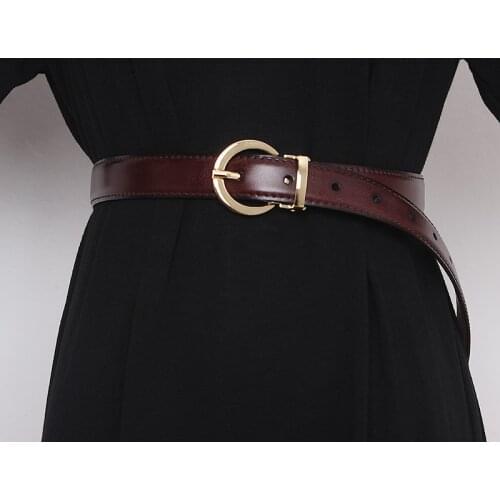 Casual Ring Buckle Adjustable Cow Leather Waist Belt Women Simple Design Solid Genuine Leather Khaki Coffee Women Caestus 2020