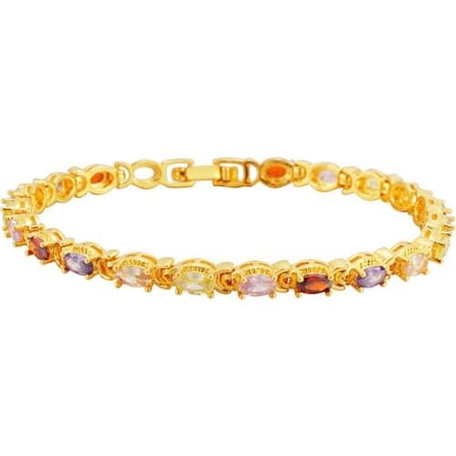 Colorful Bracelet Wrist Yellow Gold Filled Sparkling Womens Bracelet Pretty Gift