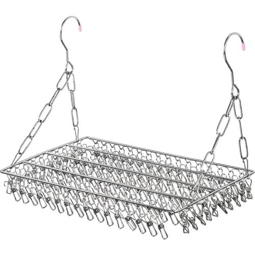 Multifunctional Clothes Drying Rack, 100 Clips Stainless Steel Laundry Garment Drying Hanger for Hanging Clothes, Towels