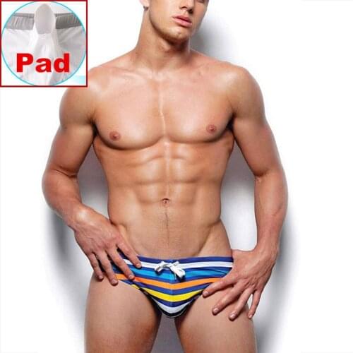 Men 's Swimming Briefs Sexy Push Up Padded Swimwear Brand Beach Trunks Shorts Low Waist Male Bikini Swimsuits Surf Bathing Suit