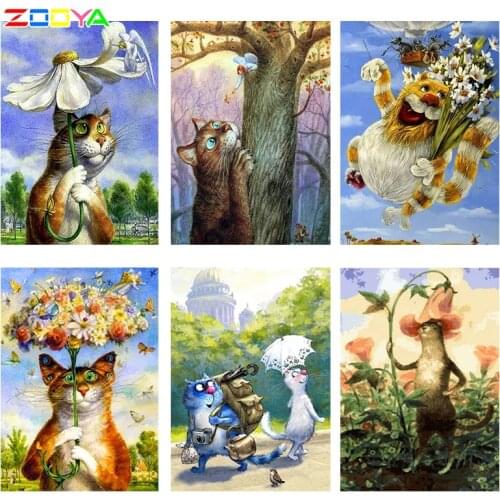 5D Diy Full Drill Diamond Embroidery Painting Animal Diamond Painting Cat 3D Diamond Mosaic Cute Animal Decortions Gifts 2Jm037