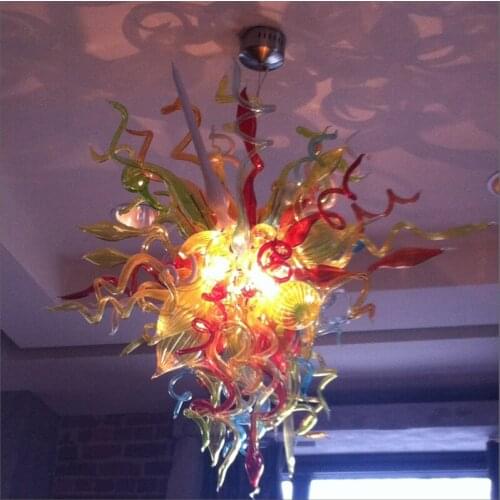 Newest Contemporary Multi Color Big Party Christmas Lights Light Source Modern Blown Glass Long Crystal Chandelier