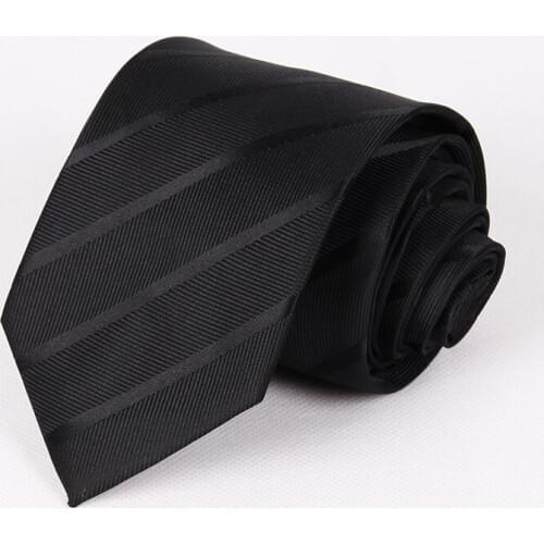 New Arrival Fashion Black 7.5cm Ties for Men Striped Necktie Solid Bussness Brand Wedding Work Grooms Wedding Microfiber Quality