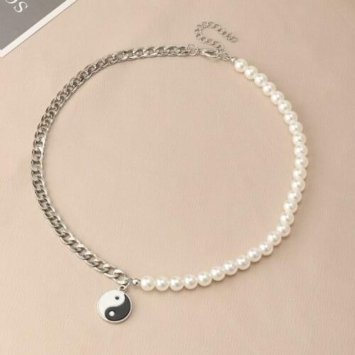 Yin Yang Pendant Necklace For Women Female Birthday Party Personality Jewelry Fashion Pearl Necklace Chokers Gift