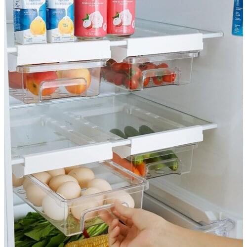 2021 Brand New Slide Fridge Freezer Organizer Refrigerator Storage Rack Shelf Drawer Organization Tray Cutlery Stationery