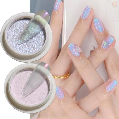 Solid Pearl Nail Glitter Aurora Powders for Nails Neon Shimmer Mermaid Chrome Pigment Dust Acrylic Brush Manicure Set SAG01-06