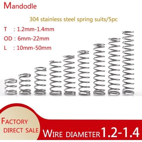 304 stainless steel compression spring,Wire diameter1.2-1.4mm,Compression spring, return spring,10pc