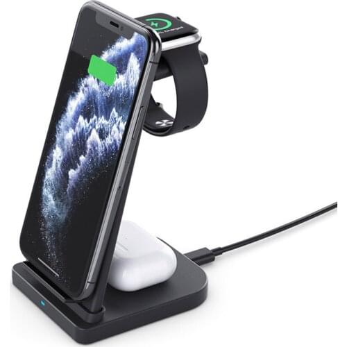 Qi 15W Fast Charge 3 In 1 Wireless Charger Station Dock Stand For iPhone 12 12Pro Max 11 XS XR Apple Watch SE 6 5 4 3 Airpod Pro