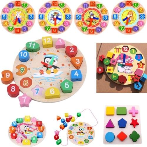 Montessori Toy Cartoon Animal Educational Wooden Beaded Digital Clock Puzzles Funny Gadgets Novelty Interesting Toy For Children