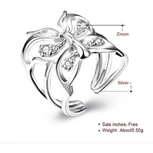 Romantic Elegant 925 Sterling Silver Color Open Rings Set Fine Women Birthday Jewelry Fashion Jewelry Jz105