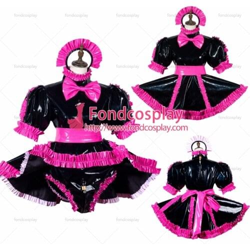 Sissy maid pvc dress lockable Uniform cosplay costume Tailor-made[G3790]
