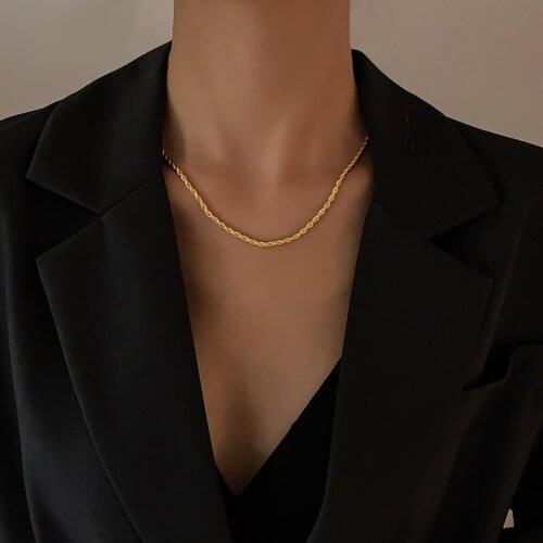 XIYANIKE 316L Stainless Steel Gold Color Twist Thick Chain Choker Necklaces 2021 Pendant For Women Fashion Party Jewelry Collier
