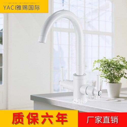 Vidric Foreign trade double kitchen hot and cold faucet paint white sink faucet