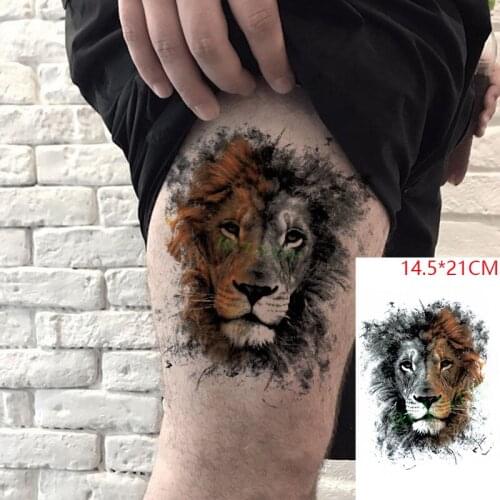 Waterproof Temporary Tattoo Sticker Stared Lion Head Cat Animal Tatto Stickers Flash Tatoo Fake Tattoos Body Art for Men Women