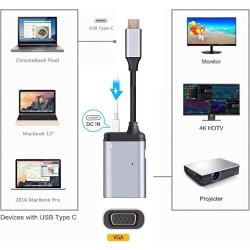 Xiwai HDTV Adapter 60hz 1080P USB-C Type C to VGA RGB Converter with Female PD Power PortModel: UC-162-VGA