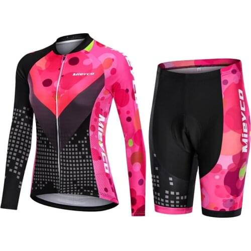Cycling Long Jersey Bib Shorts Set 5D Gel Pad 2021 Womens Summer Suit Mountain Clothing Bicycle Accessories Outdoor Bike Wear