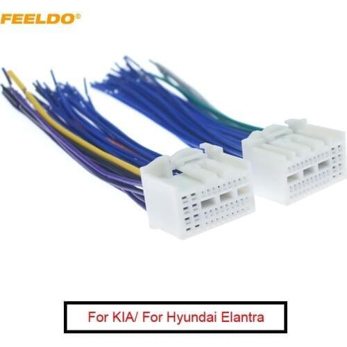 1Pair 35Pin+38Pin Full Pin Pluging Car Stereo Wire Harness Adapter Connector Plug Into Radio For KIA K2/K3/K4/Elantra/Tucson
