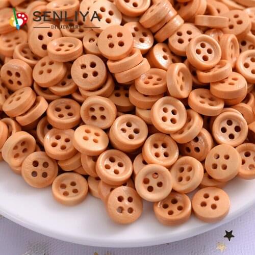 100/200/300Pcs 4Holes Brown Wooden Button Round 10mm Fit Sewing Scrapbooking Buttons For Craft DIY Mixed Clothing Accessories