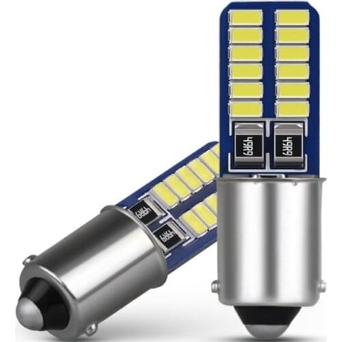 10pcs BA9S T4W Canbus Car LED Clearance Light Auto Reading Lights Bulb Car Interior Lamp Bulb 3014 24SMD White Ice Blue DC12V