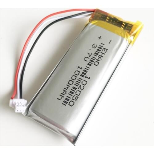 3.7V 1000mAh lithium polymer Lipo Rechargeable battery 102050 JST 1.0mm 3pin plug for household wired microphone audio computer