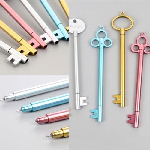 3Pcs Cute Kawaii Plastic Key Shape Black Ink Gel Pen Stationery Write Tool School Office Supply