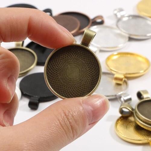 5pcs/lot Classic Pattern Round Bezels Charm Blank Pendant Trays Fit 25mm Glass Cabochon Base Setting DIY Jewelry Making Findings