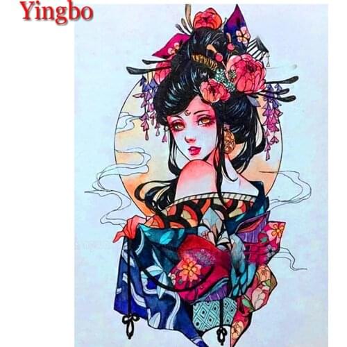 5D Full Square Round Stone Japanese Woman Diamond Embroidery Crystal Diy Diamond Painting Mosaic Pattern Needlework Hobby Crafts