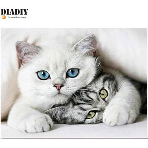 Full Square&round drill 5D DIY Diamond embroidery animal cat Diamond Painting Cross Stitch Rhinestone Mosaic decor gift