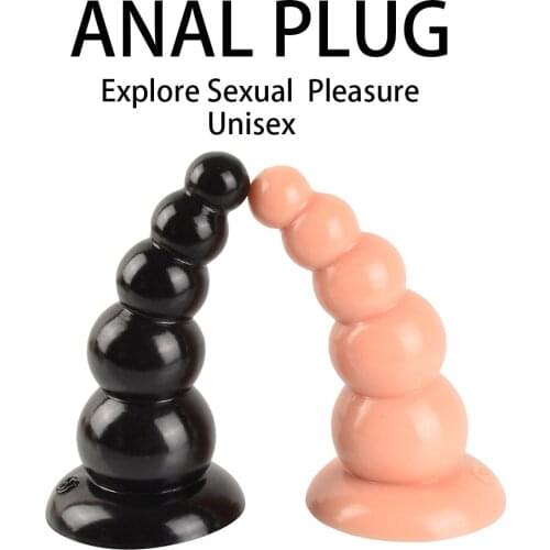 Butt Plug Soft 5 Beads Erotic Sex Toys 17cm Long Unisex Suction Cup Sexual Tool Dildo Products For Adult Anal Masturbator