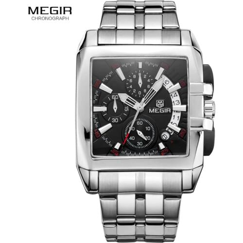 MEGIR Watch Mens Fashion Sports Quartz Big Dial Clock All Steel Mens Watches Top Brand Luxury Waterproof Watch Relogio Masculin