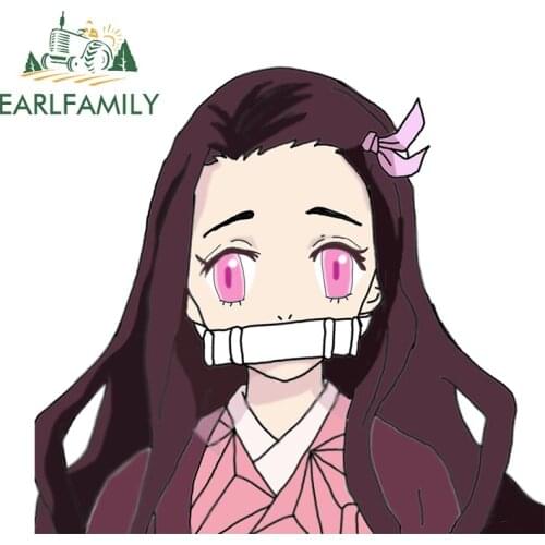 EARLFAMILY 13cm x 12cm For Nezuko Car Graffiti Sticker Bumper Decal Waterproof Sunscreen Auto Car Assessoires Decoration