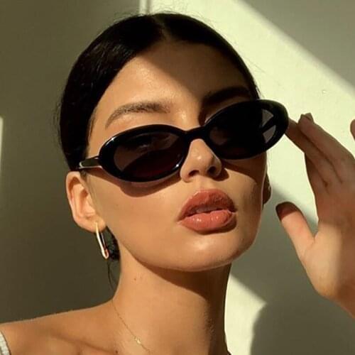 European and American small frame oval Sunglasses Womens olive green trend sunglasses metal hinge retro glasses