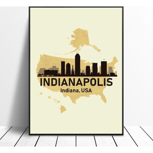 Indianapolis USA Canvas Print Wall Art Poster Picture Modern Bedroom Living Room Decoration No Frame