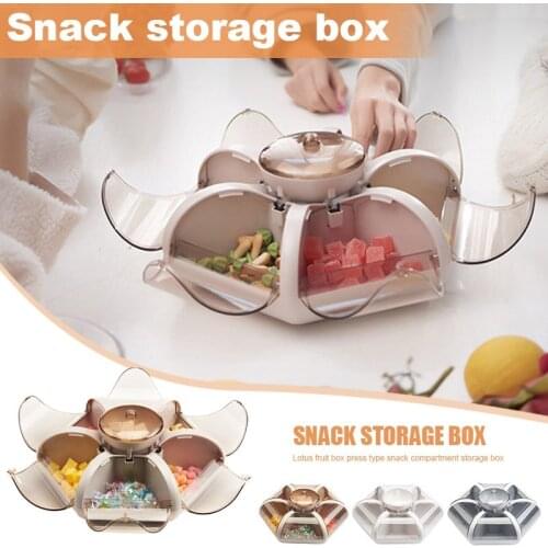 Fashion Lotus Fruit Box Living Room Fruit Tray Transparent Press Type Snack Compartment Storage Box Cajas De Almacenamiento