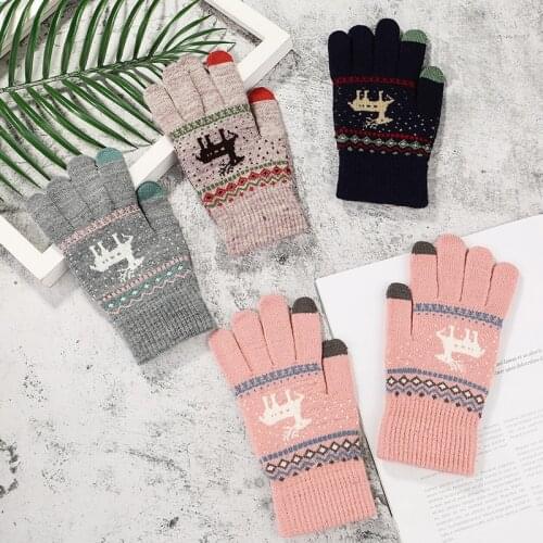 Mail Korean fashion knitted gloves cartoon cute warm gloves fall/winter plush touch-screen gloves