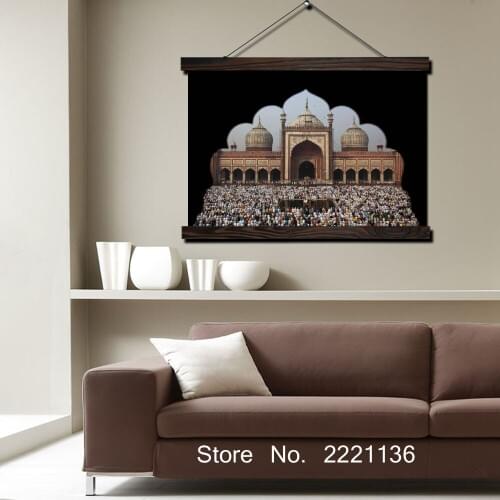 Islam Worship Door HD Print Scroll Paintings Wall Art Printed Hanging Framed Canvas Painting Modern Home Decoration