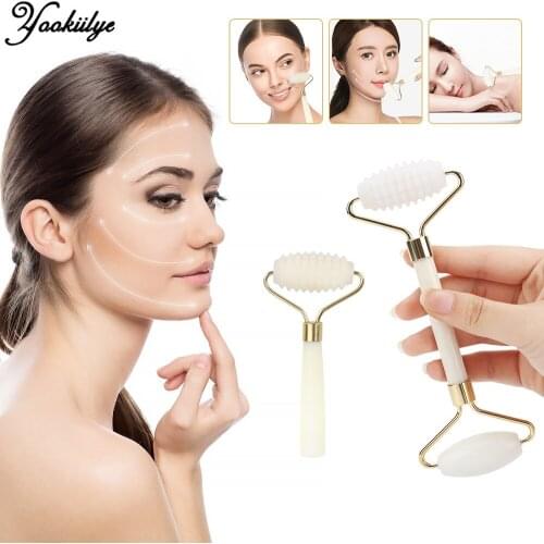 Natural White Jade Facial Roller Aging Wrinkles Face Lift Up V Face Jade Roller Face Massager Natural Jade Stone Eyes Massager