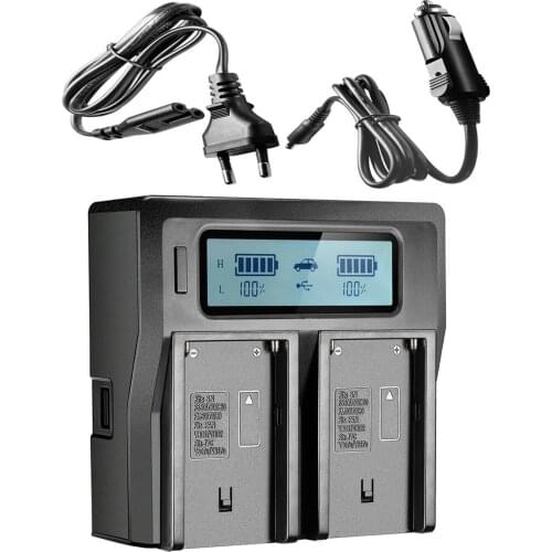 NP-F970 NP-F960 Dual Channel Digital Camera Battery Charger with LCD Display for Sony NP-F550 / F750 / F950 / NP-FM50 / FM500H