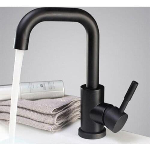 Black color 304 stainless steel polished bathroom basin mixer dual sink rotatable basin faucet kitchen mixer
