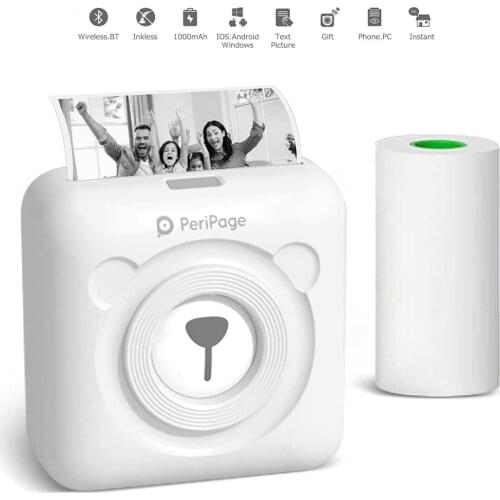 PeriPage Mini Portable Bluetooth Wireless Paper Photo Printer Pocket Thermal Printing USB Printer for Android iOS Android Phone