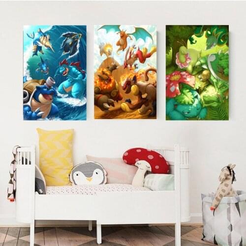 Unframed Pokemon Game Anime Poster Canvas Painting Childrens Bedroom Anime Decor Live Room Wall Decor Home Decoration Painting