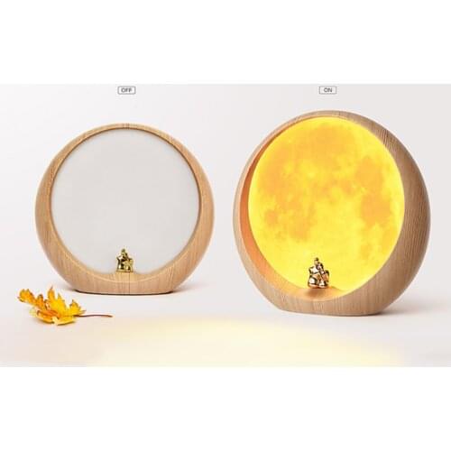 Moon LED Night Light Desk Table Lamp Touch Switch, Dimmable, Rechargeable Bedside Night Lamp, IP40 for Kids, Nursery Room