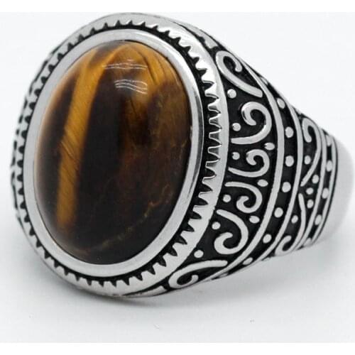 Tiger Eye Stone Men Ring 925 Sterling Silver Charismatic Gemstone Vintage Turkish Handmade Jewelry Best Gift to Husband Father