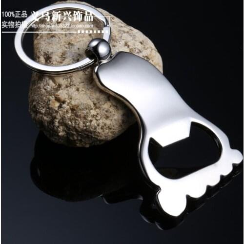 Thick cutout feet bottle opener keychain commercial small gifts laser logo