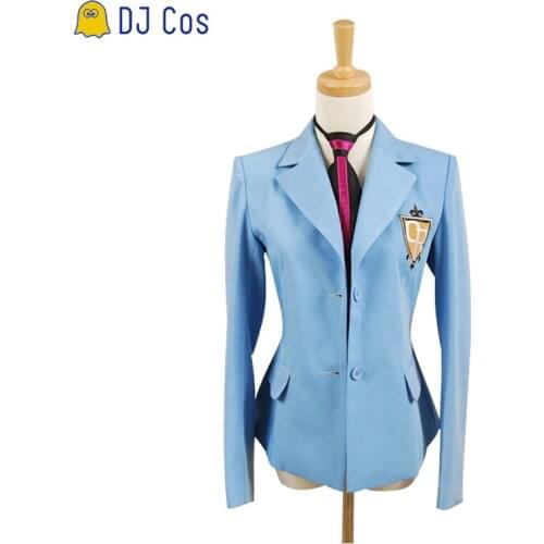 Ouran High School Host Club Cosplay Uniform School Boy Haruhi Kyoya Hikaru Takashi Girl Uniform Cosplay Costume Blue Jacket+Tie
