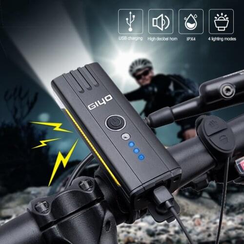 USB Rechargeable LED Bike Headilght 5 Modes Cycling Flashlight MTB Safety Night Riding Biycle Lamp with Horn Function