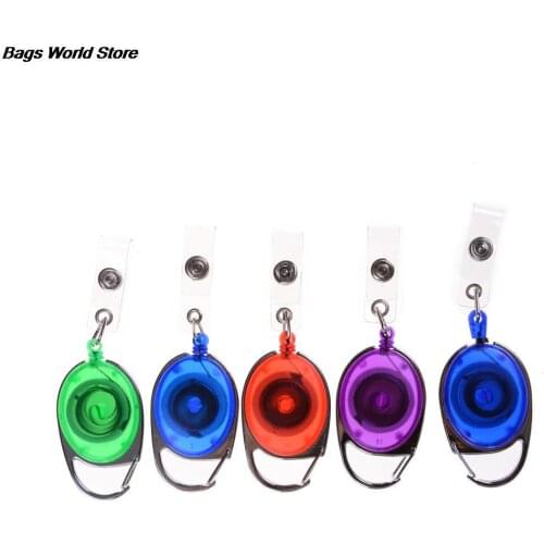 1pcs Multi Colors Casual Badge Reel Retractable Mini Key Ring ID Card Holder Clips Random Color